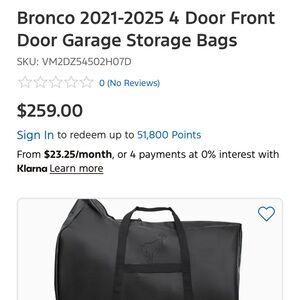 Ford Bronco Garage Storage Bags - front doors (set of two) 2022